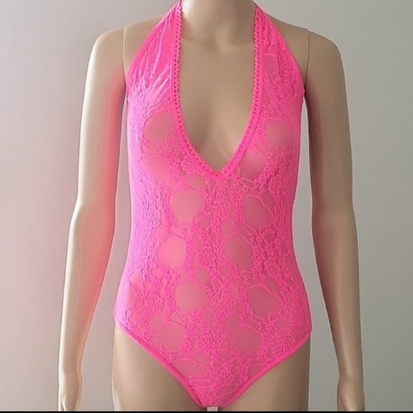 Hot Pink Bodysuit and Stockings - Picture 1 of 2